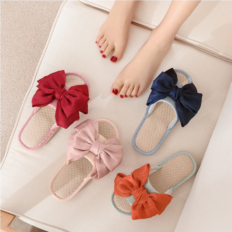 

Women Indoor Slippers Cotton Flax Fashion Home Slides Soft Bottom 2021 Spring Summer Platform Shoes Woman House Slippers