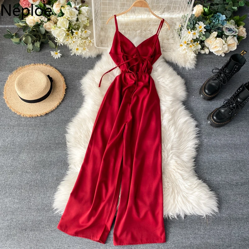 Женский комбинезон без рукавов Neploe с V образным вырезом облегающий пикантный