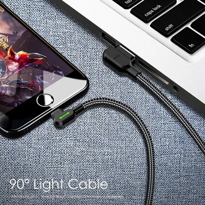 Mcdodo USB Cable iOS Fast Charging Data Cord For iPhone 12 11 Pro Max Xs 8 Macbook iPad 90 Degree Right Angle Phone Charge Line | Мобильные