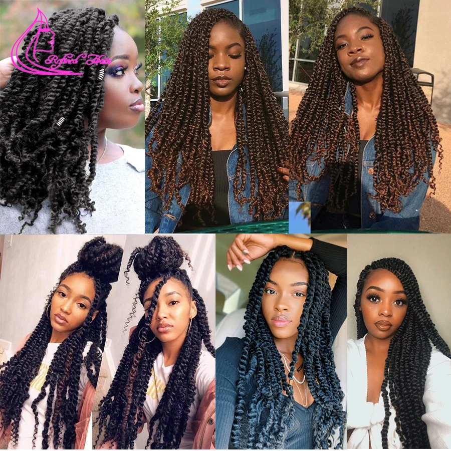 Pre Twisted Passion Twist Bomb Twist Crochet Hair Synthetic Spring Twist Pre Looped Braiding Hair Extension for Women 16Roots/pc images - 6