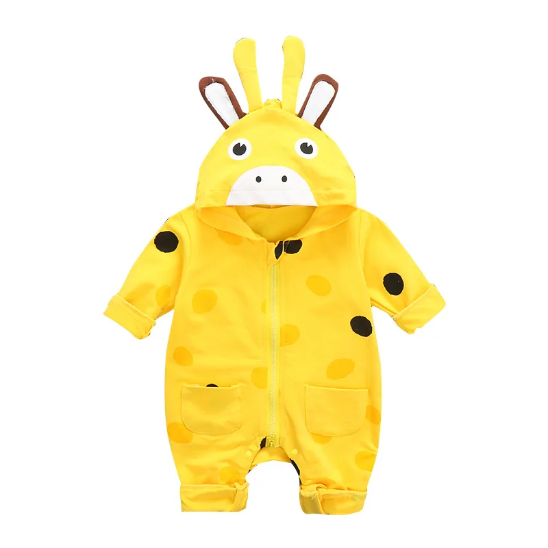 

Cartoon Hippo Baby Autumn hooded jacket Jumpsuit Crawling Suit Cotton Baby Jumpsuit new born baby clothes costume 4-18 months