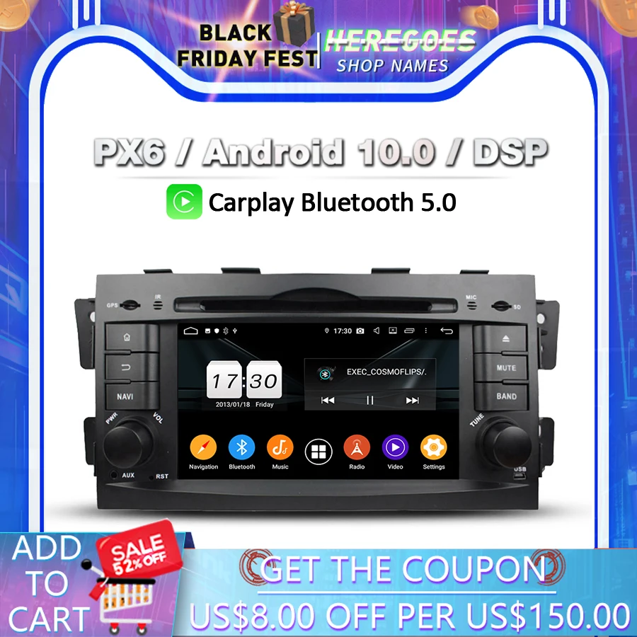 Автомобильный DVD-плеер PX6 DSP Android 11 0 4 Гб + 64 Bluetooth 5 Wifi GPS карта RDS радио для KIA mohas Borrego