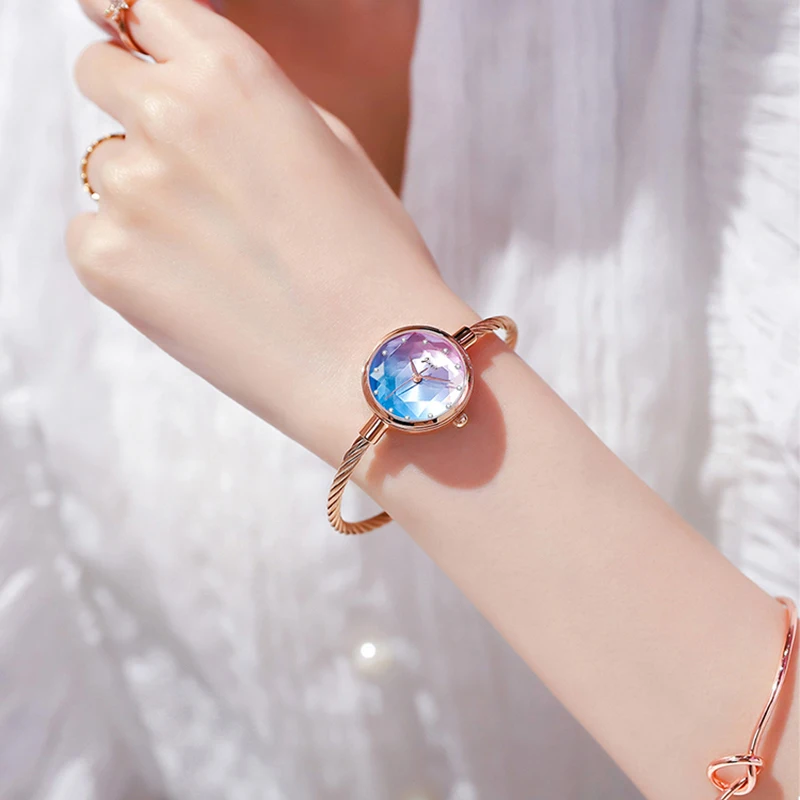 

Часы наручные женские кварцевые со стразами, люксовые модные элегантные с браслетом звездное небо, с бриллиантами
