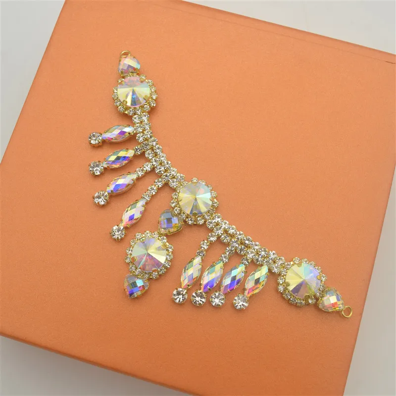 Стеклянные кристаллы стразы с золотым цветком 2 шт.|Принадлежности для рукоделия|