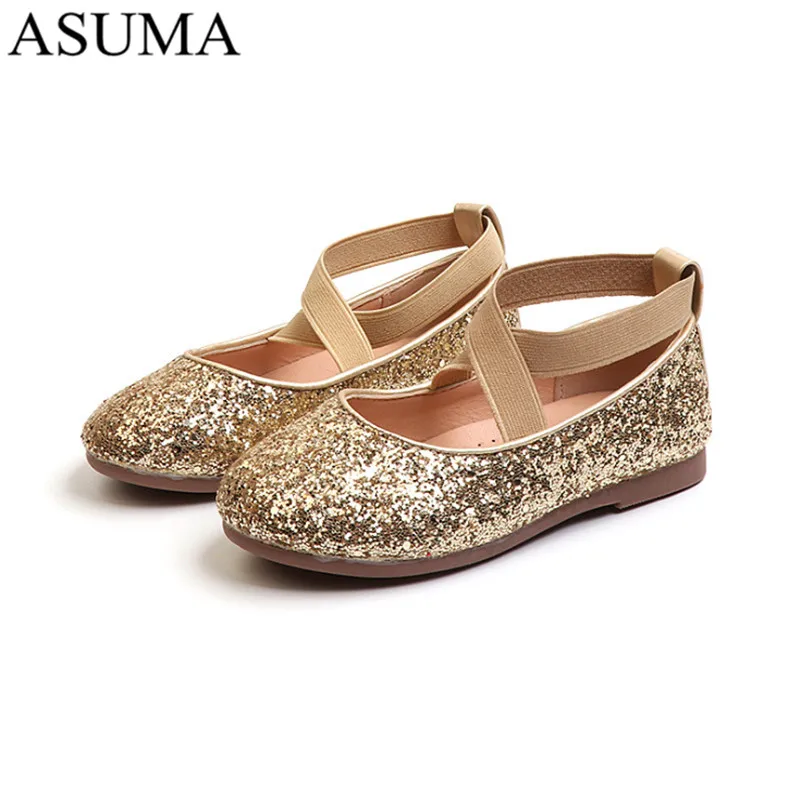 Детская кожаная обувь принцессы для девочек Повседневная блестящая детская