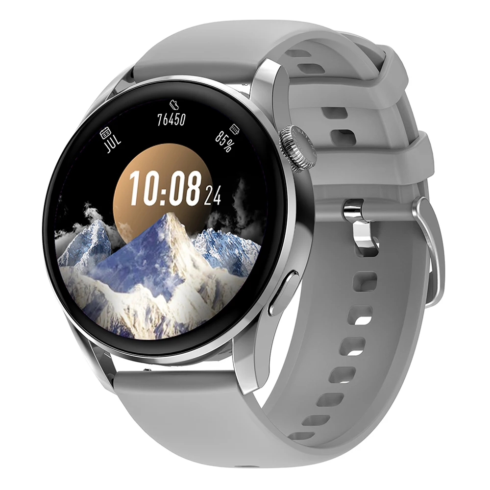 

Fitness Activity Tracker Smart Watch (45mm Silver with Silicone Band) Heart Rate ECG+PPG Sleep AI Monitor Smartwatch