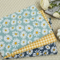 160x49cm fresh blue floral yellow lattice twill cotton sewing fabric making clothes bedding home decoration cloth