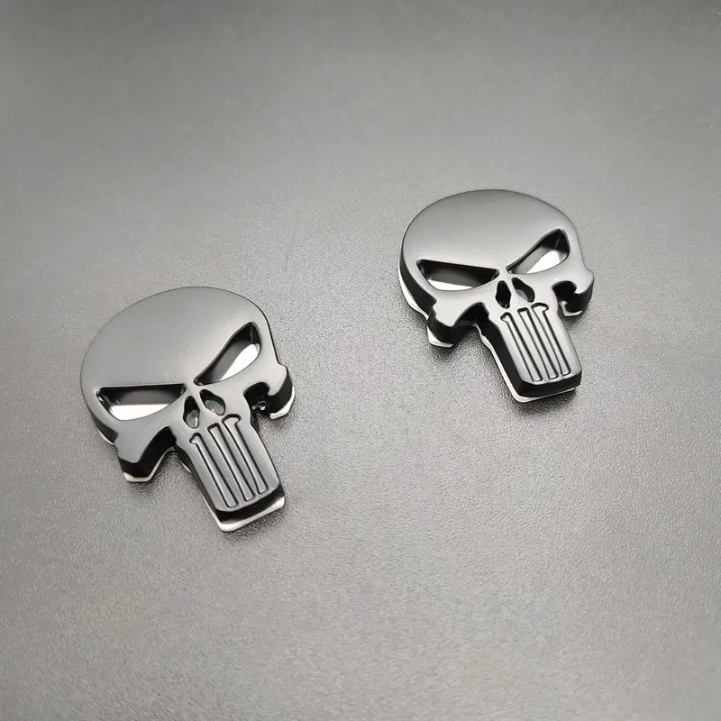 2 pcs Punisher metal badge magwell sticker Metal Decal Sticker 3D Motorcycle Car emblem self adhesive DIY Skull badges | Автомобили и