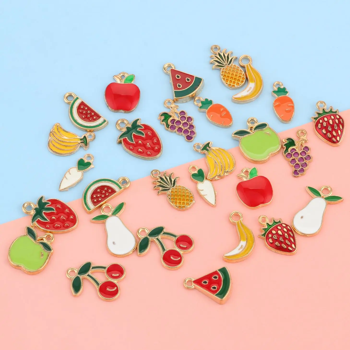 10 шт./лот милые эмалевые подвески в виде фруктов клубники арбуза ананаса для