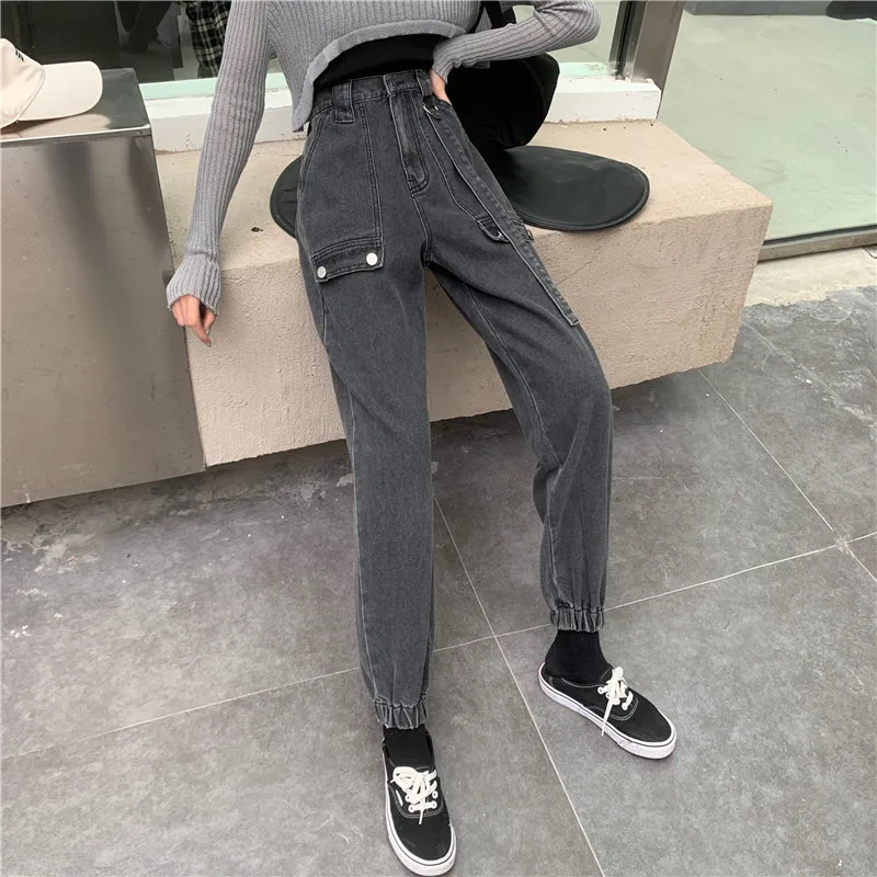 

2021 New Autumn Overalls Women's Jeans 3 Colors Ankle-length Jeans Cool And Handsome Denim Daddy Jeans