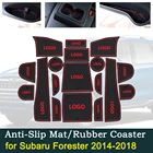 Противоскользящая резиновая подстилка для дверей Subaru Forester SJ MK3 2014  2018 2015 2016 2017, красный коврик с канавкой, аксессуары для салона автомобиля