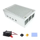 Алюминиевый Чехол RELKA R58 Raspberry Pi 4 с охлаждающим вентилятором, черный, серебристый металлический чехол, Защитный корпус