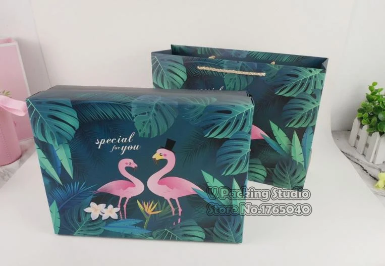 20*20*6 5 см зеленый лист Фламинго подарочная коробка. Mooncake конфеты коробка для