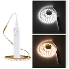 PIR датчик движения 1 м 2 м 3 м светодиодный светильник для кровати Ночной светильник с регулируемой яркостью гибкий светодиодный светильник-полоска Питание от батареи типа ААА для гардероба лестницы