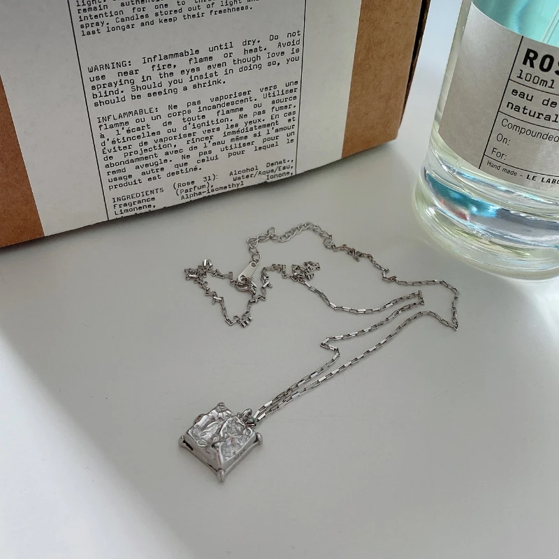 

925 Sterling Silver Necklace For Women Irregular Pendant Silver Chain Bijoux Argent 925 Massif Pour Femme Collane Jewelry