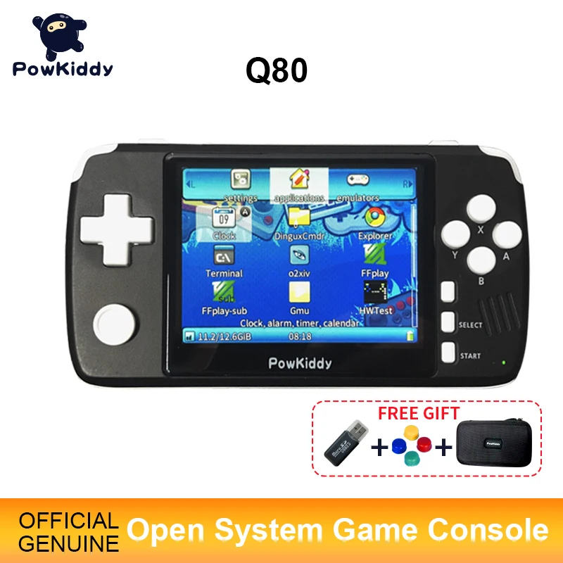 Powkiddy q80 Ретро видео Игровая приставка трубка 3 5 &quotIPS Экран Встроенный 4000 игры с