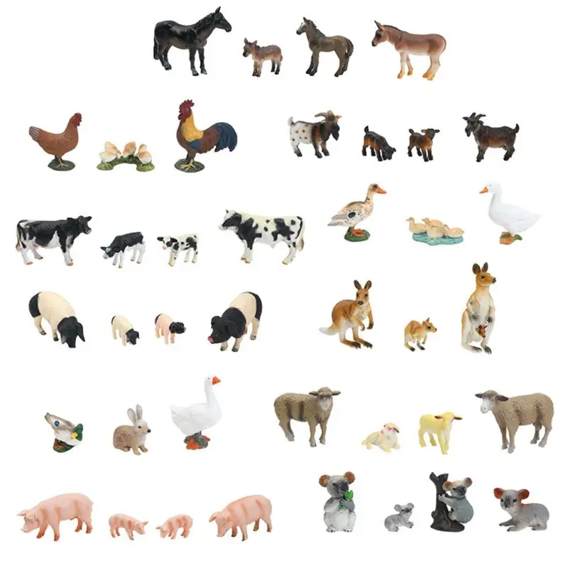 

Simulation Parent-child Family Animal Model Toys Set Realistic Dog Duck Chick Horse Sheep Children Educational Prop Scene