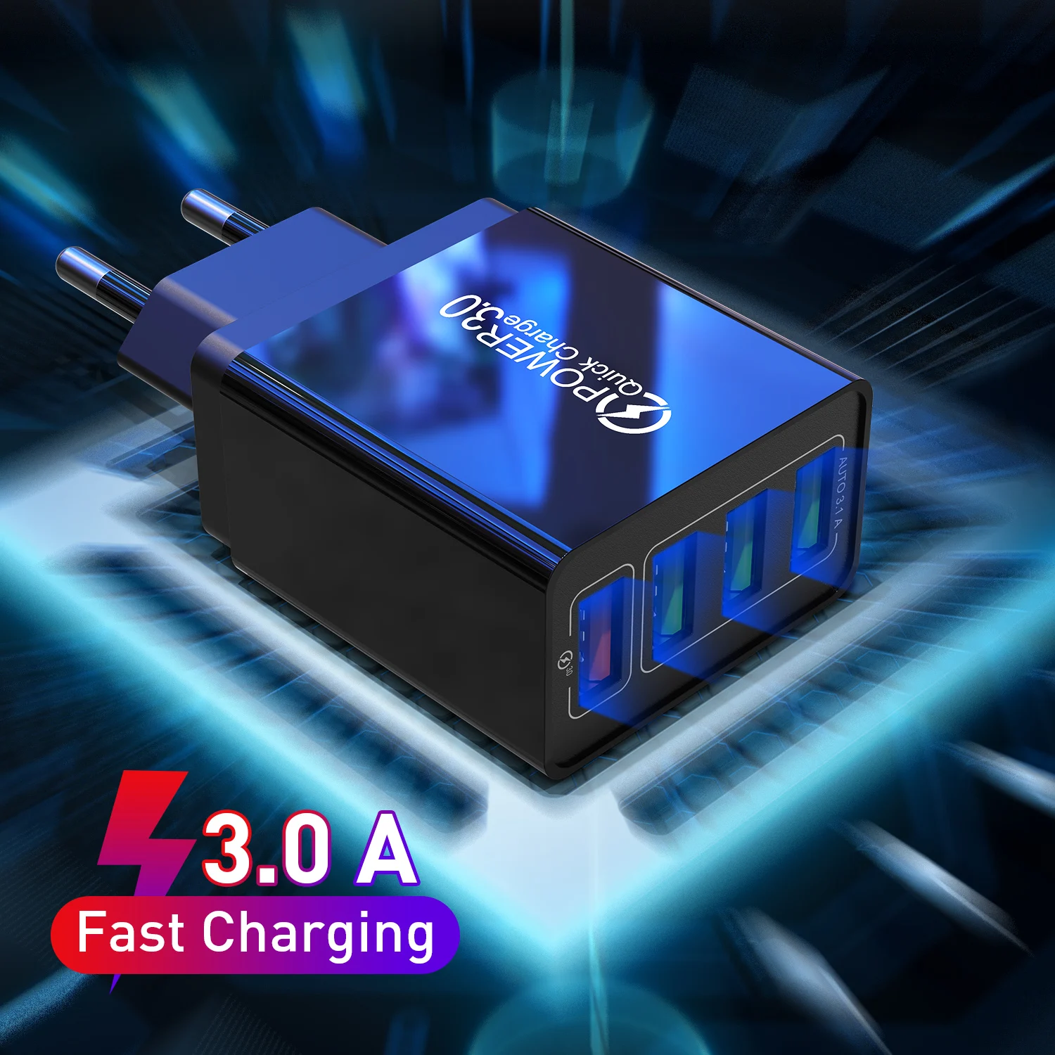 QC3.0 4 порта быстрое настенное зарядное устройство для iphone 48 Вт USB зарядка телефона