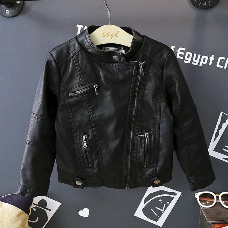 Children Locomotive Leather Coat Toddler Boys Girls 2-6years Retro Stylish Cardigan Jacket Spring Winter Chaqueta Cuero Nina | Детская