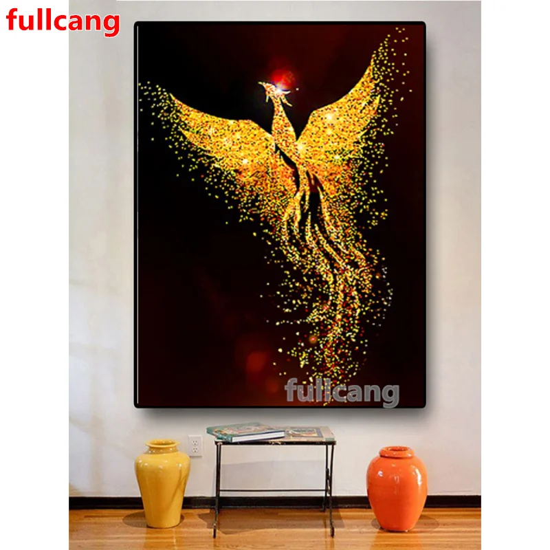 5D алмазов картина полный дрель круглый бриллиант золотая птица Феникс животные