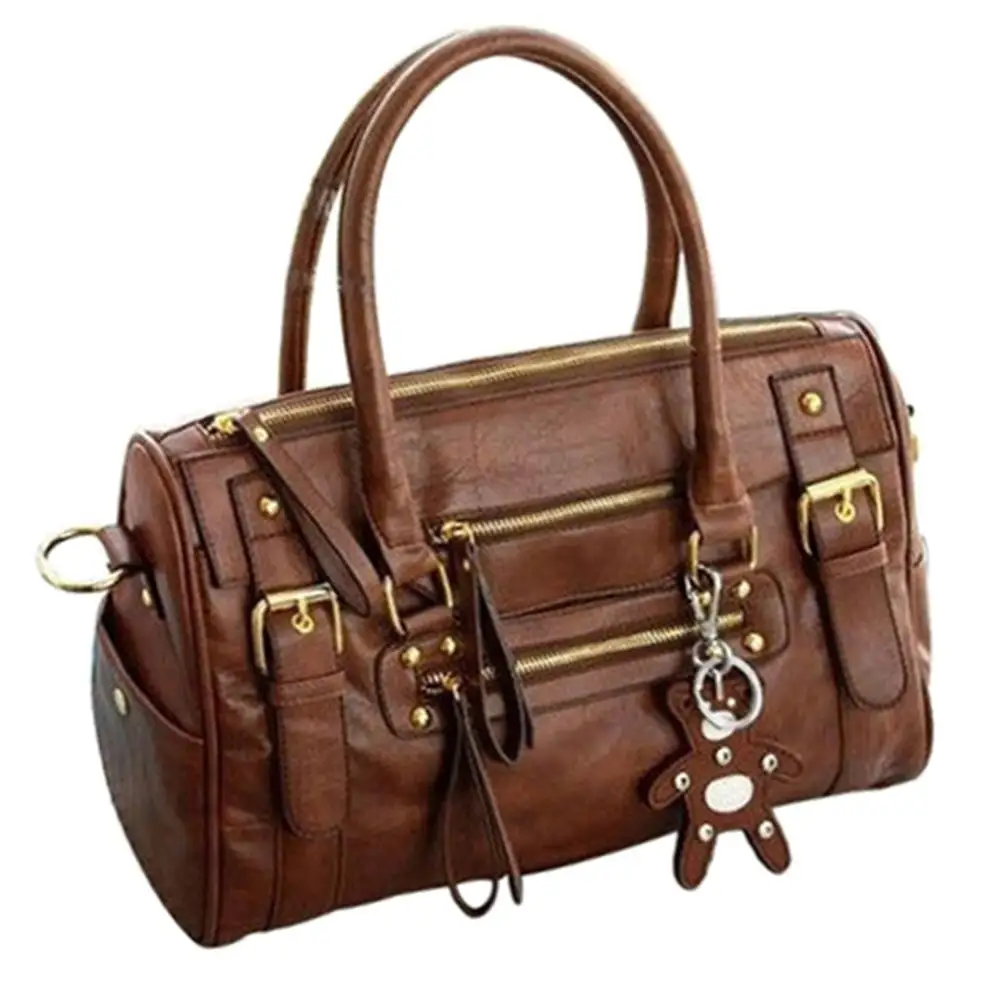 

Women's Fashion Leather Handbag Shoulder Bag Rivet Bear Decor Crossbody Bag