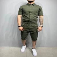 2021 mens cargo one piece individual casual slim short sleeve shorts solid color pocket fashion work wear street wear