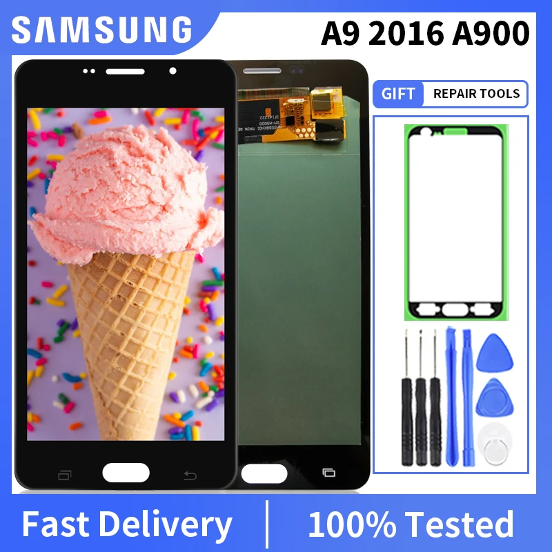 

ЖК-дисплей Samsung Galaxy A900 A9 2015, ЖК-дисплей A900F A900A A900H, дисплей с сенсорным экраном и дигитайзером в сборе с бесплатным подарком