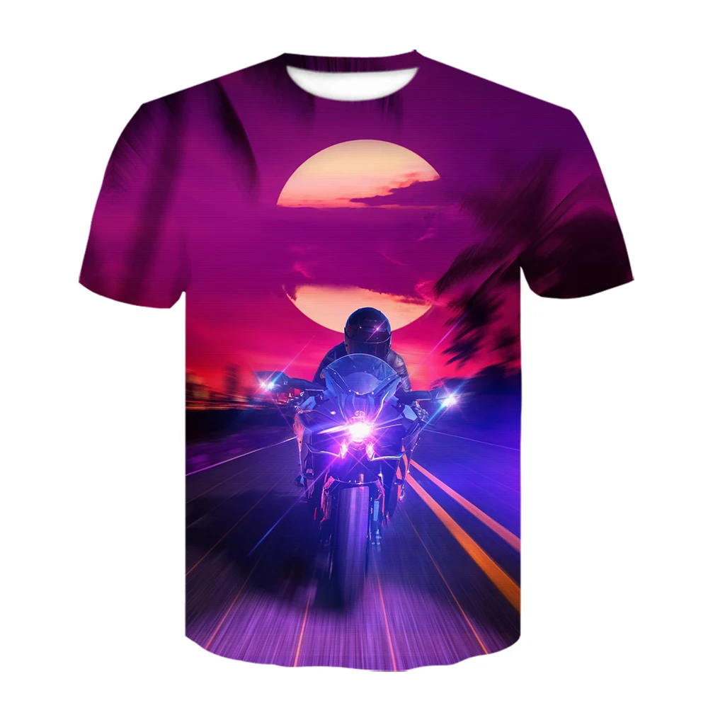 

Cool racing graphics T-shirt motorcycle 3D printing men's t-shirt summer fashion top punk t-shirt for men latest streetwear