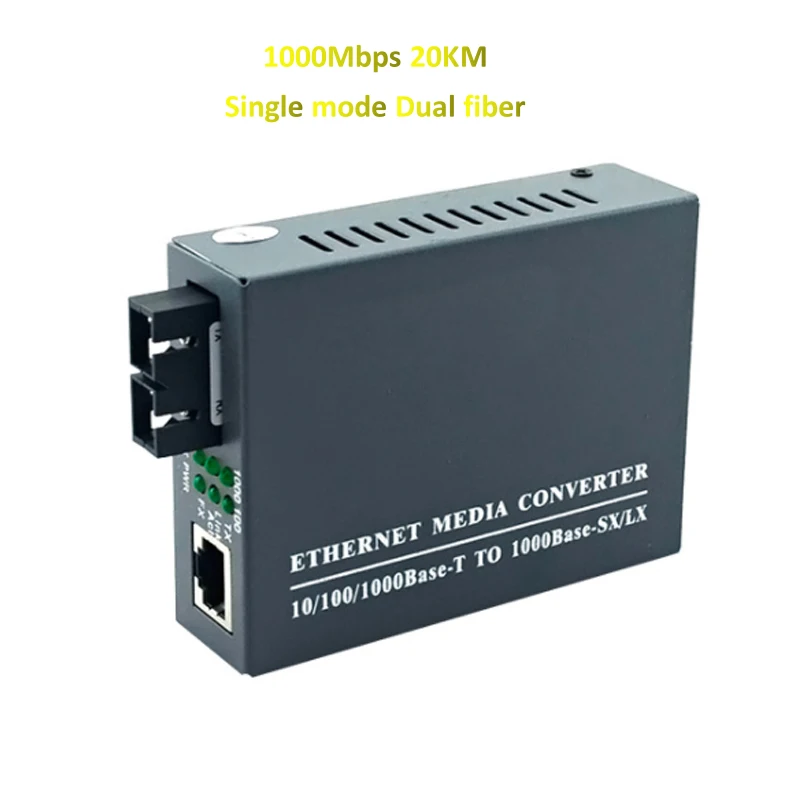 

Fiber Optic Duplex SC To RJ45 Fiber Media Converter 20KM Gigabit 1310nm 1000Mbps 10/100/1000M UTP Fiber Media Converter