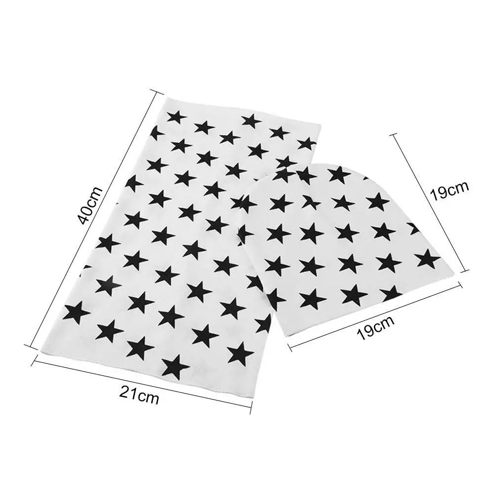 

3pcs Autumn And Winter Baby Hat Scarf Set Cotton Star Print Children's Newborn Small Round Hat Warm Baby Hat