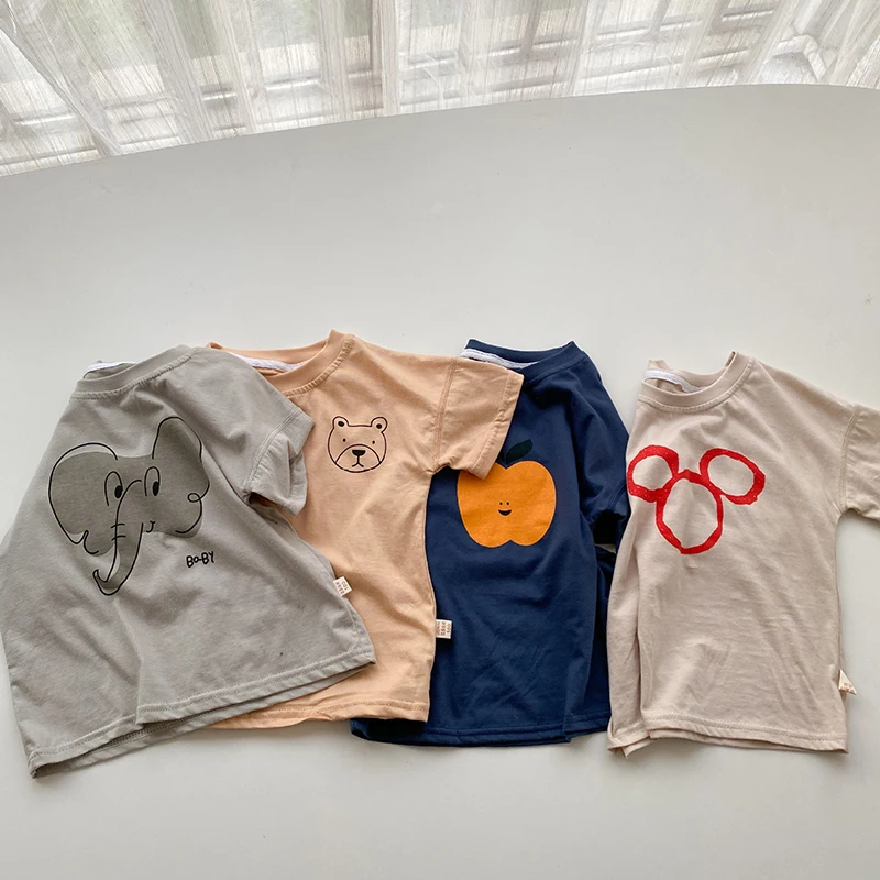 

Новинка лета 2021, Детская футболка, футболки с животным принтом, корейские топы для девочек, повседневные топы для мальчиков