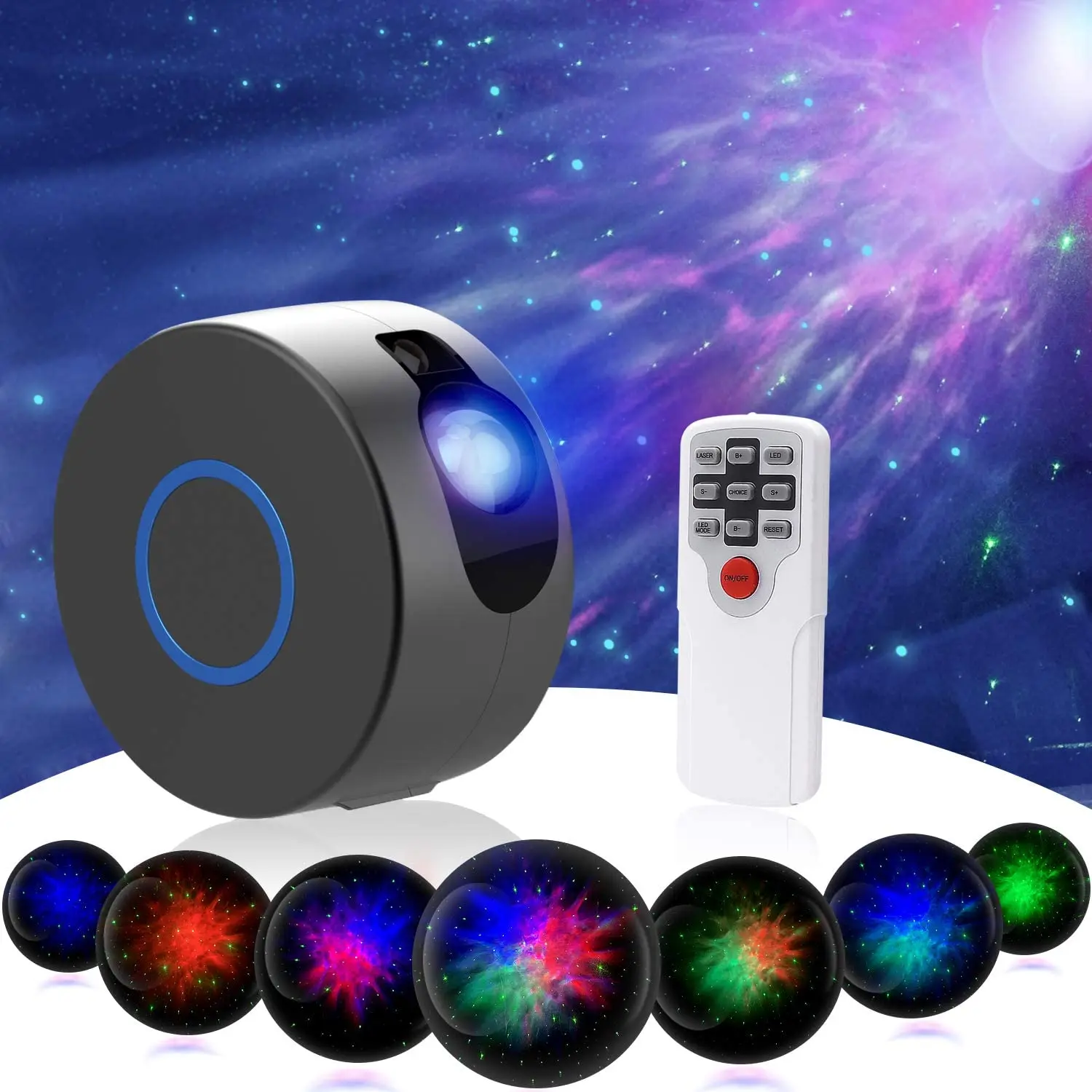 Laser Galaxy Starry Sky Projector Rotating Night Light Colorful Cloud Lamp Atmospher Bedroom Beside Lamp Remote Control Home Dec