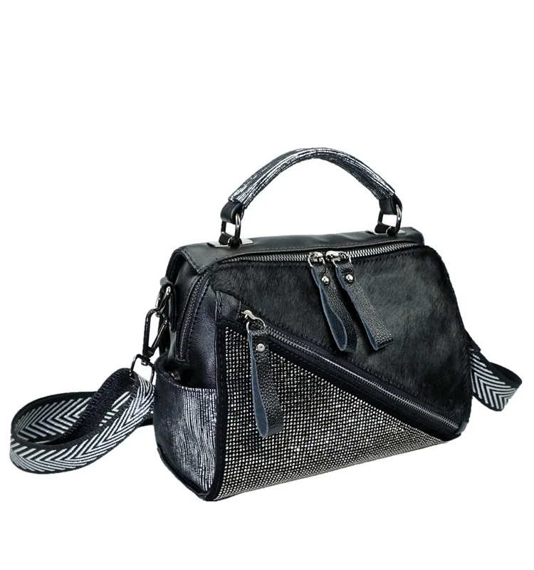 Fashion Horse Hair Messenger Bags Diamonds Satchels Horse Hair Patchwork handbag adies hand bags Diamonds Patchwork handbags