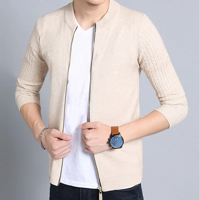 Men's Zipper Open Front Cardigan Sweater Jacket Style Sweaters Knitwear Warm Sweatercoat Cardigans Men Clothing J660