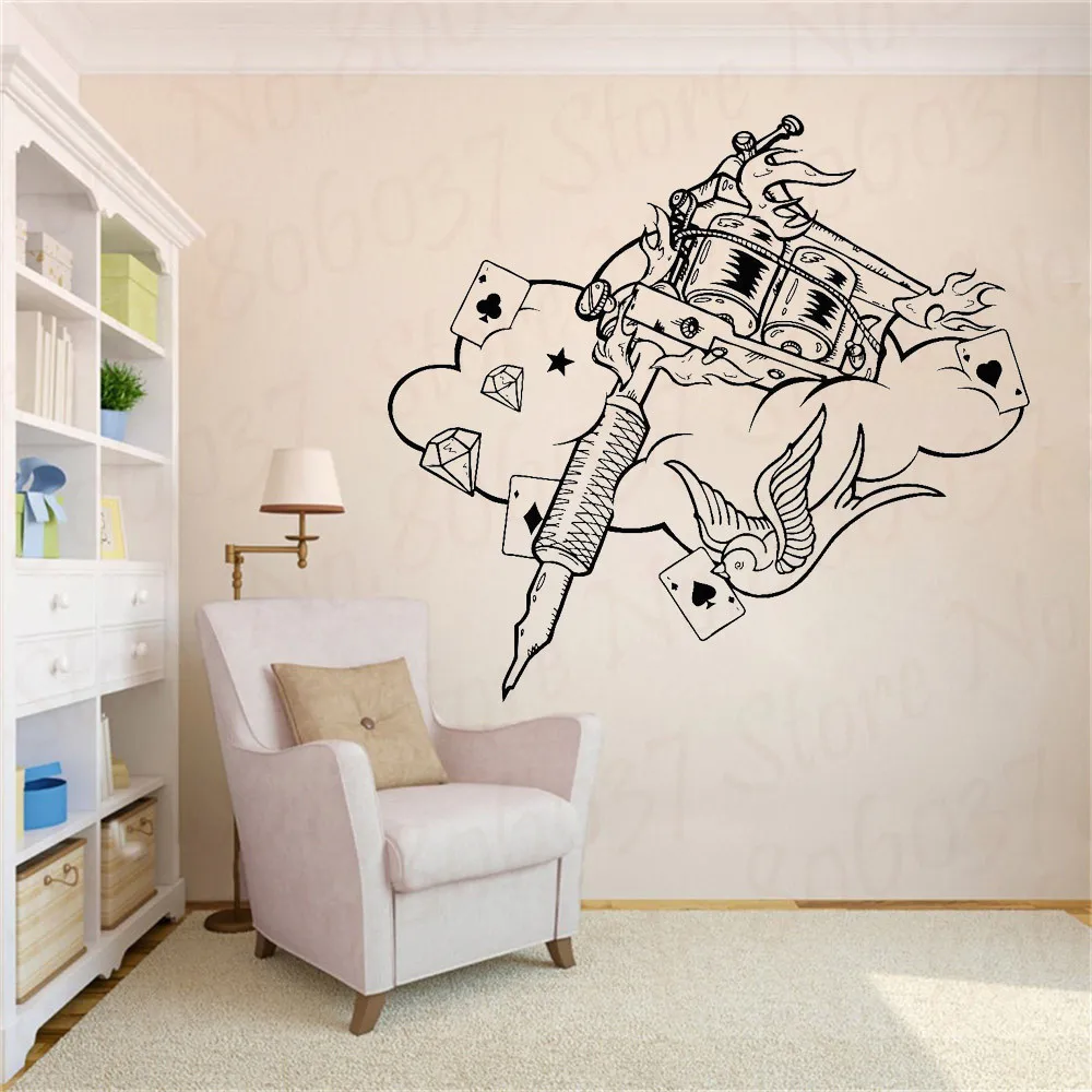 Настенный виниловый плакат для тату-машинки настенный Виниловая наклейка