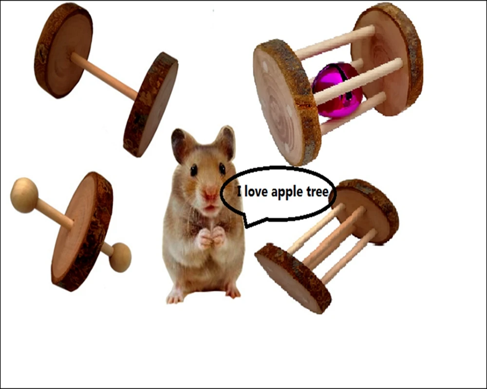 Крысиное колесо яблоко деревянные игрушки кролики сосновые гантели
