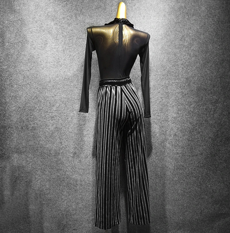 Новые Брюки для бальных танцев женские брюки в полоску Комплект