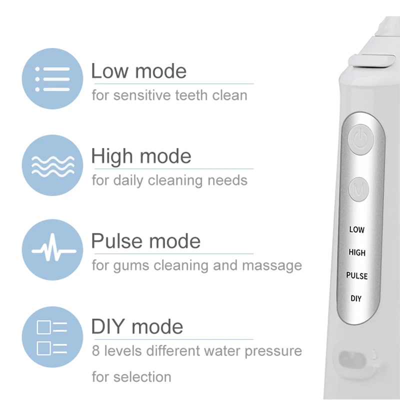 

Electric Oral Irrigator 4 Modes Portable Water Dental Flosser USB Rechargeable 300ML Waterproof Water Jet Floss Teeth Cleaner