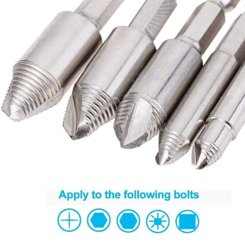 

5 PCS Bolt Extractor Kit, Easily Remove Stripped and Broken Screws