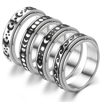 vintage spinner rings for women men stainless steel fidget band rings flower moon star ring for stress relieving wedding promise