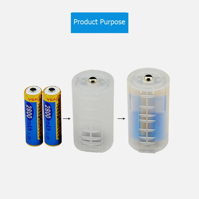 2 шт. прозрачный АА до D Размер Держатель батареи чехол адаптер преобразования