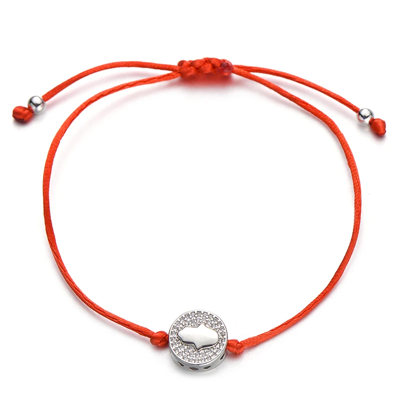 hand silver red Pipitree Фианит, циркон, Кристалл Круглый браслет в форме сердца глаз бабочка цветок Шарм красные нитяные браслеты для женщин ювелирный подарок для возлюбленных - Окраска металла: hand silver red