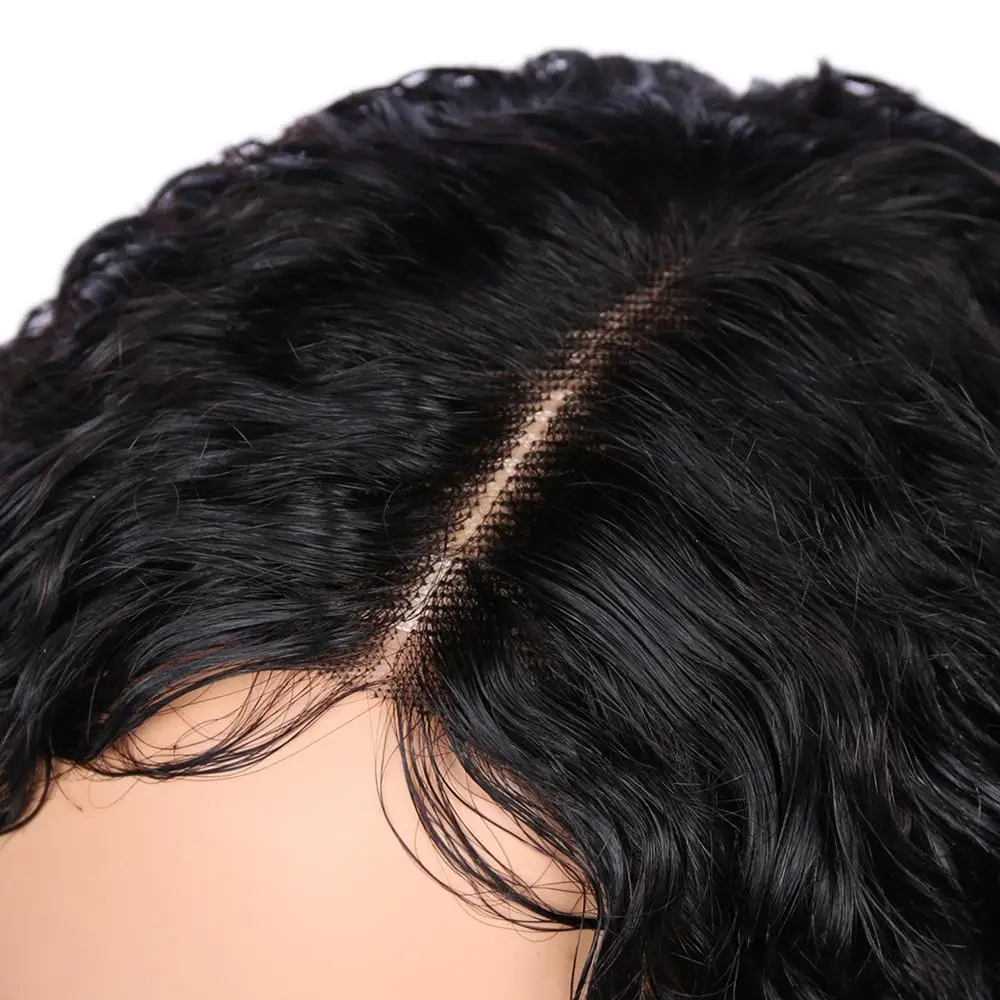 FAVE волос кружево боковая часть Бразильский Человеческие волосы remy вьющиеся волна Искусственные парики для женщин натуральный черн
