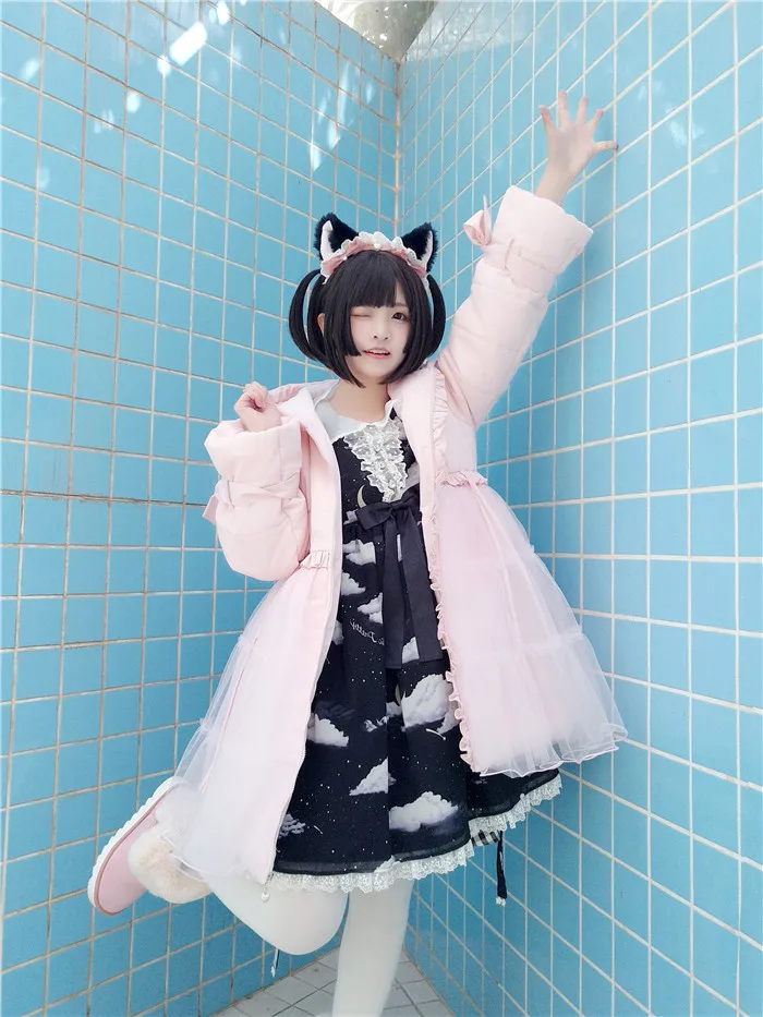 Зимний сетчатый пуховик с большим меховым воротником теплое пальто принцессы в