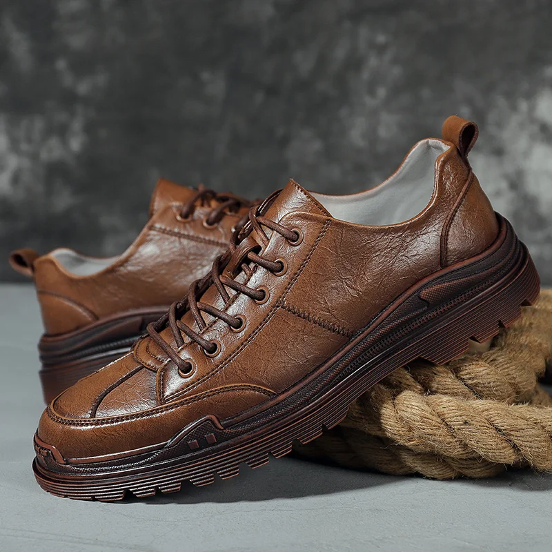 Мужская кожаная повседневная обувь Новое поступление Мужские модельные туфли из