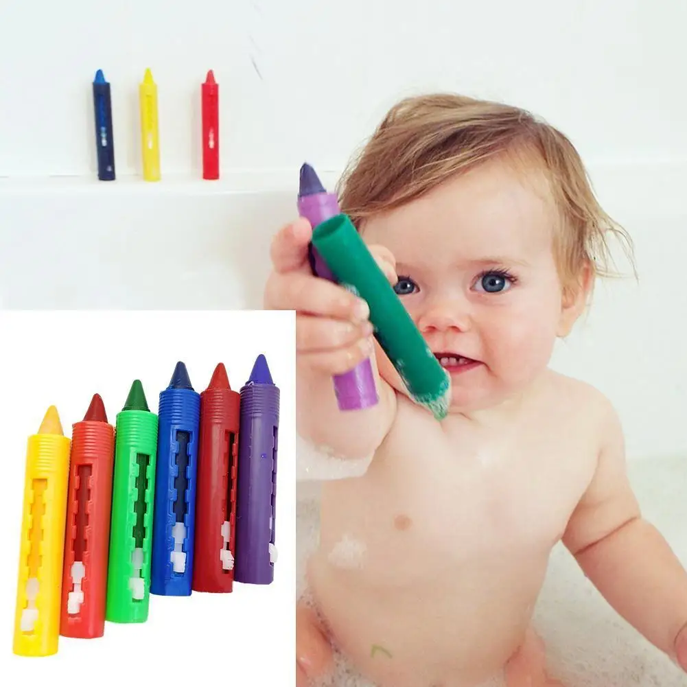 

Детские нетоксичные моющиеся легко стирающиеся цветные карандаши 6 цветов s для ванной и граффити цветные креативные пастельные карандаши