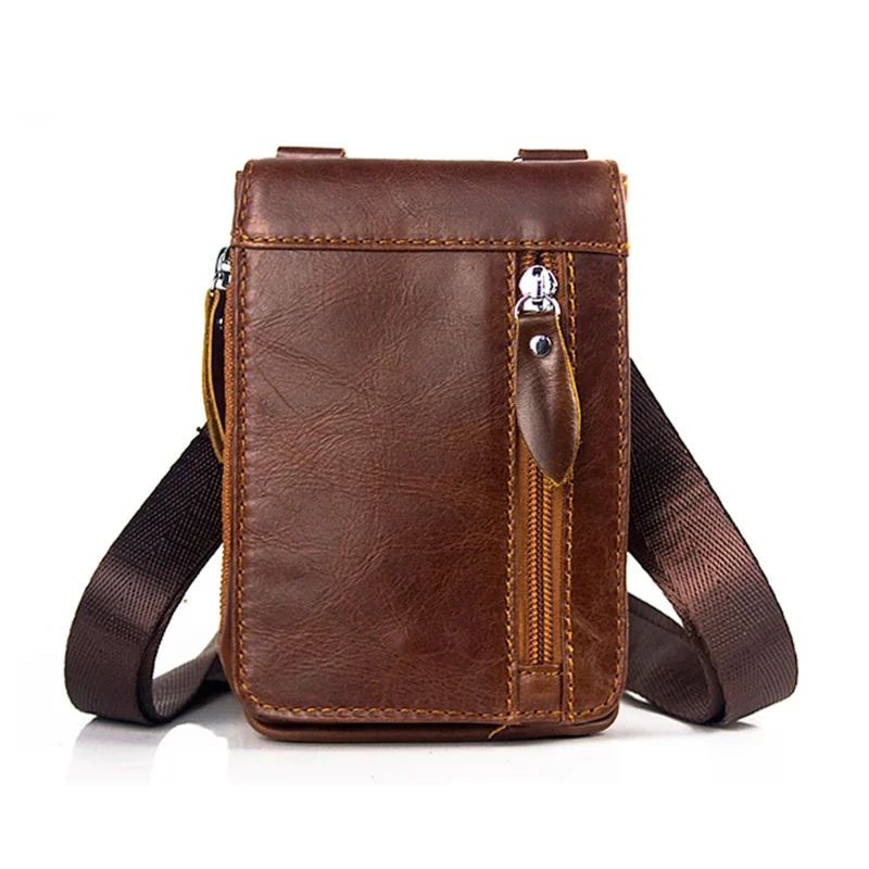 

Small Baotou layer cowhide men's change one-shoulder retro messenger bag mobile phone bag cover type inner patch pocket vintage