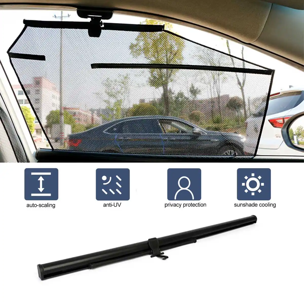 

Anti-UV Car Side Window Sunshade Automatic Lifting Sunscreen Insulation Retractable Curtains Car Window Sunshade Privacy Protect