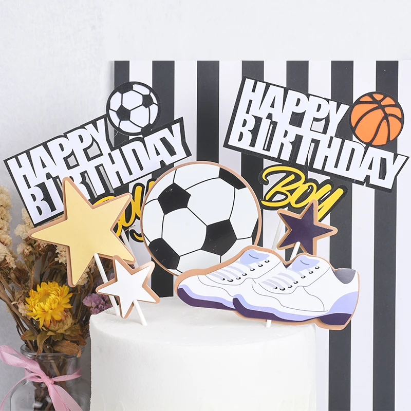 Cakelove 1 комплект баскетбол футбол спортивные темы торт Топпер Мальчики украшение для торта ко дню рождения счастливое украшение для именинного торта вечерние принадлежности