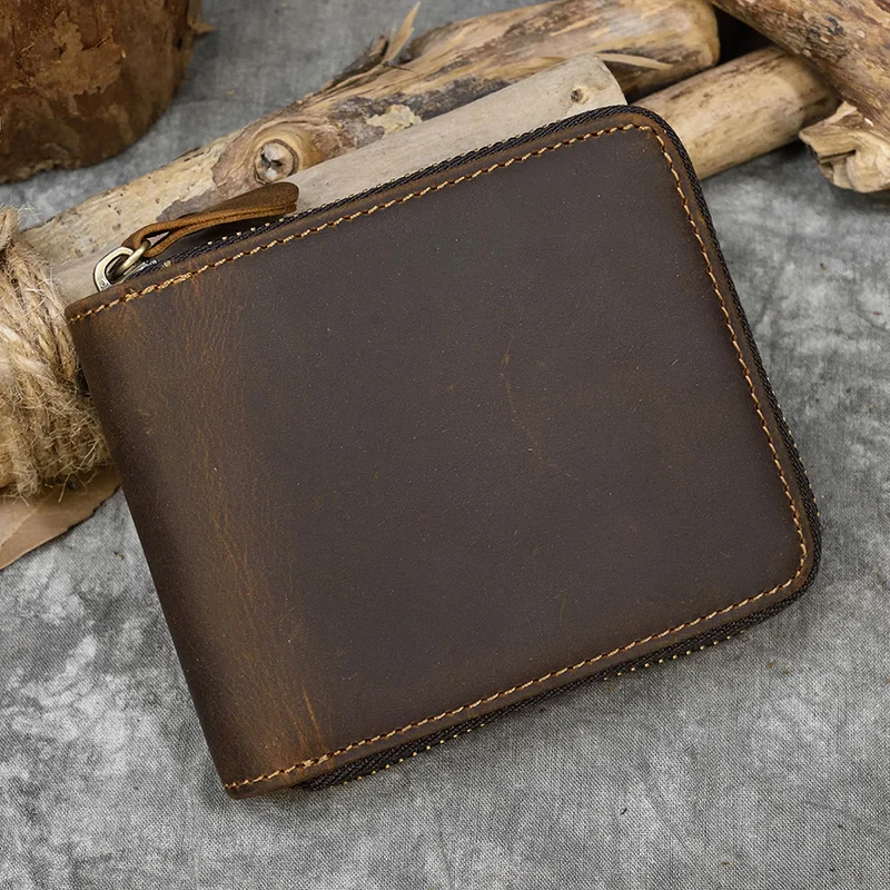 Luufan Genuine Leather Zipper Around Wallet Men Women Natura